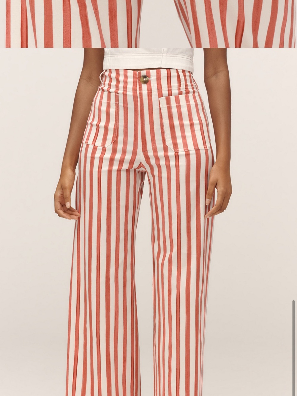 Anthropologie Pants | Maeve Colette High-Waist Wide-Leg Pants Red Stripe